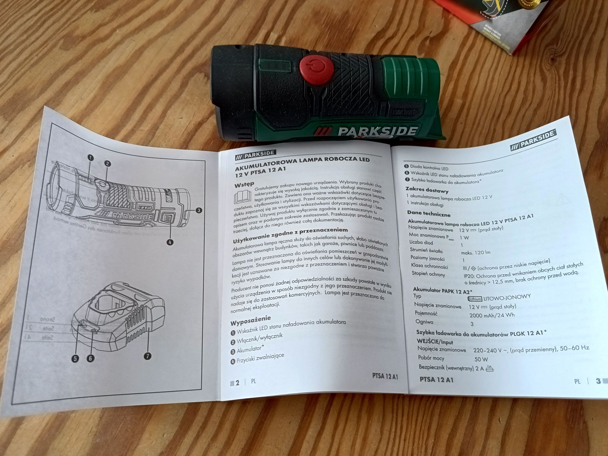 Latarka na akumulator Parkside x12v team nieużywana lampa