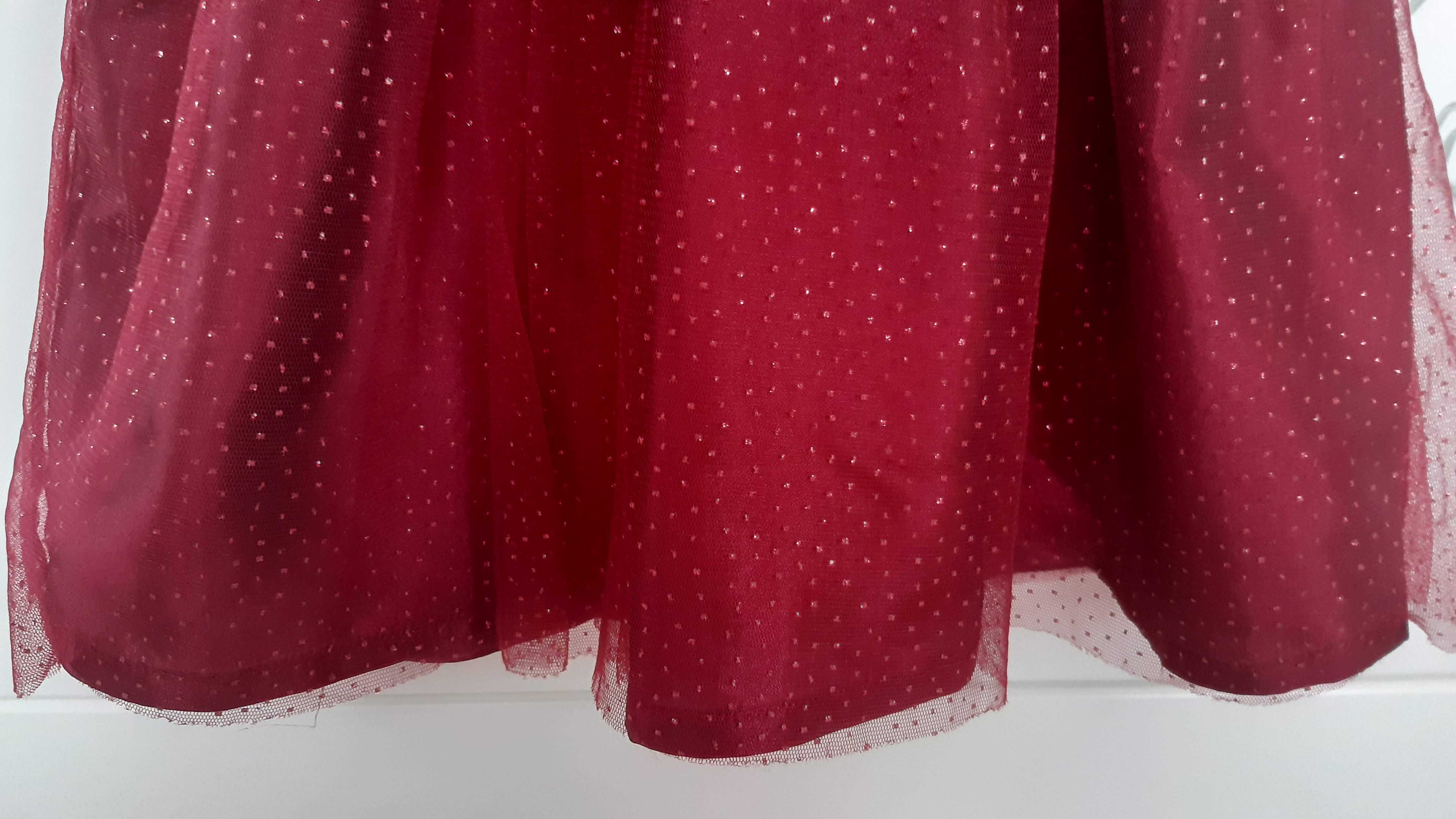 Czerwona błyszcząca sukienka z tiulem - Coccodrillo, r. 92