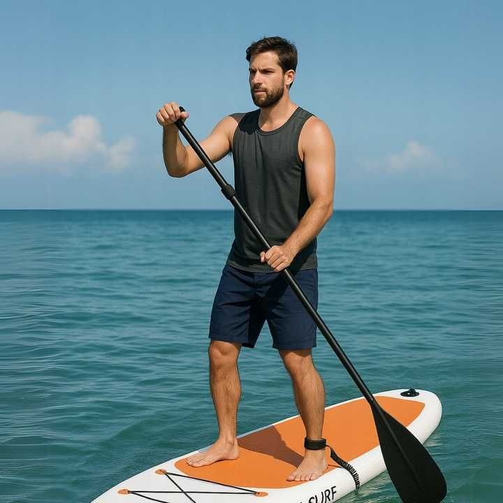 DUŻA Deska Sup 350 x 81cm Do Pływania Dmuchana Stand UP Paddle Wiosło