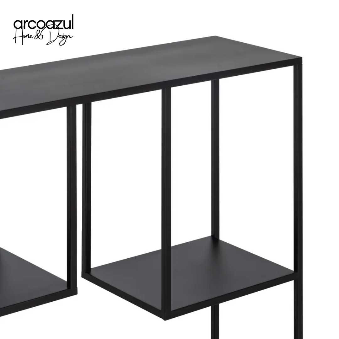 Consola de entrada de Metal preto - 100x26x75 By Arcoazul