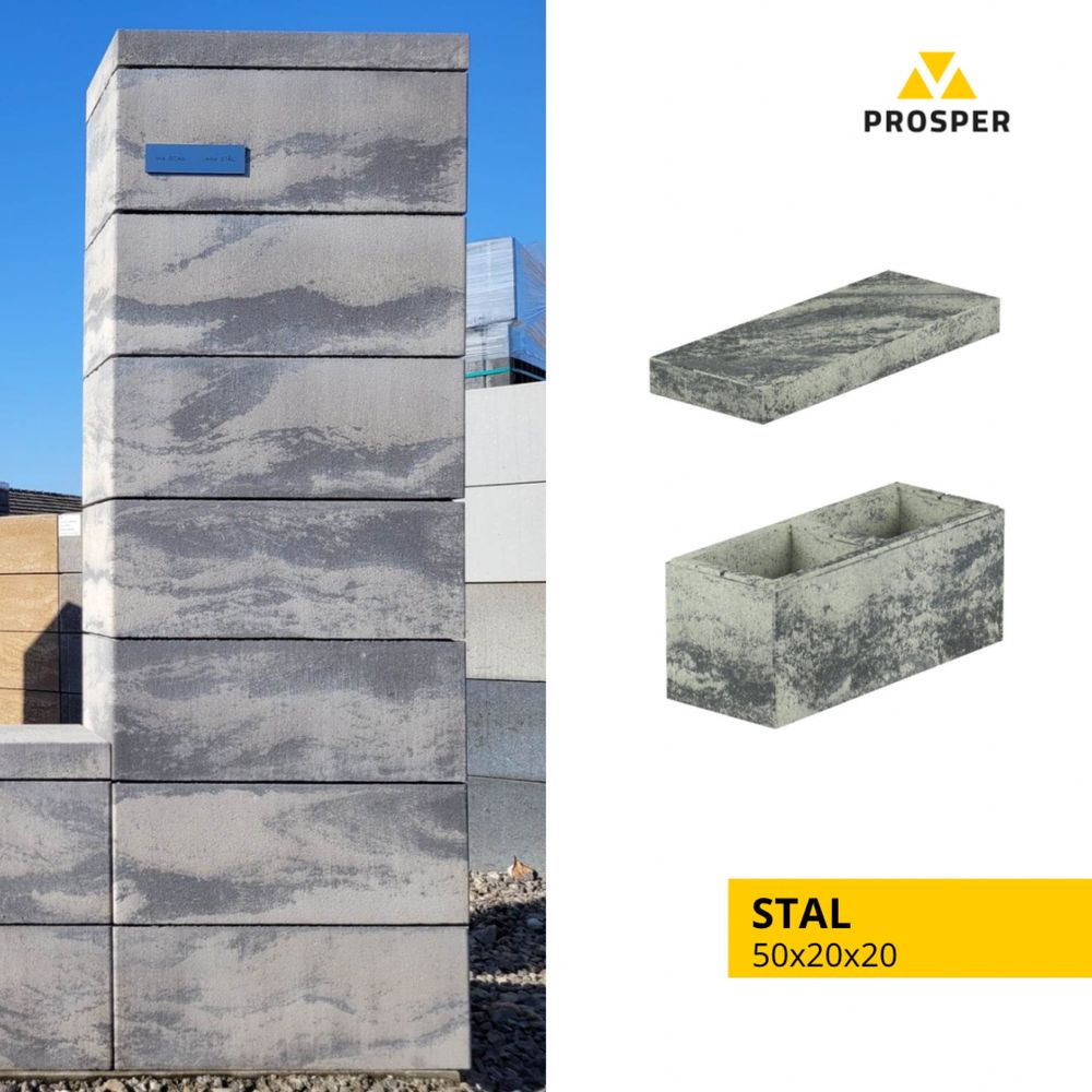 Bloczki ogrodzeniowe 50x20x20 pustaki ogrodzenie NOX