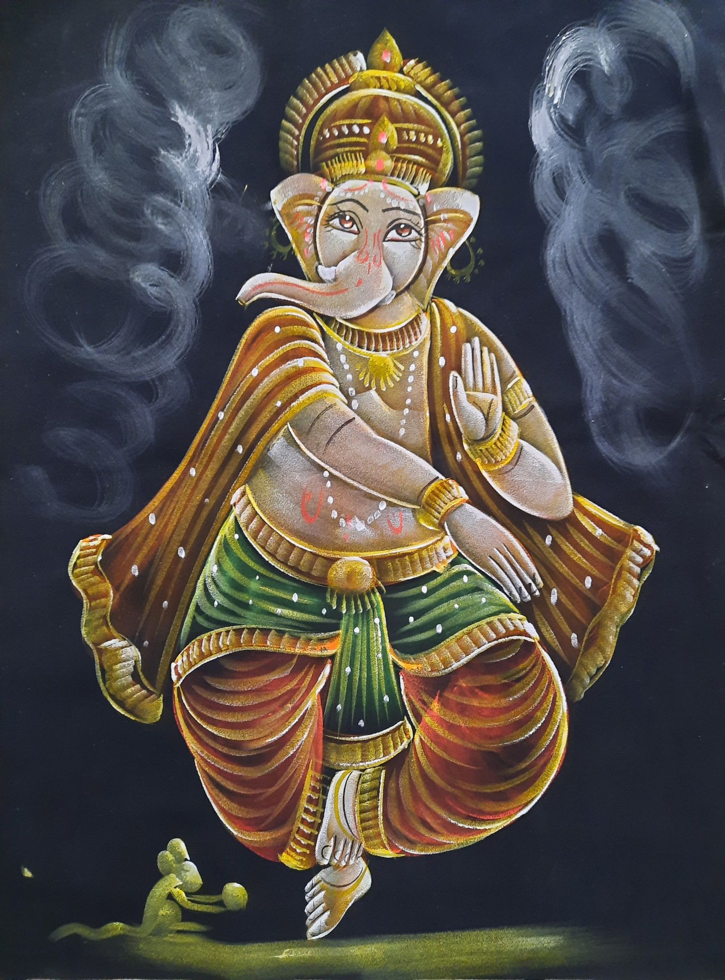 Pintura feita em pano da Ganesha