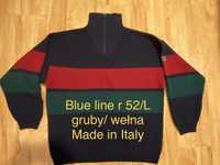 Blue line L 52 meski sweter ciepły gruby granatowy kolor Made in Italy