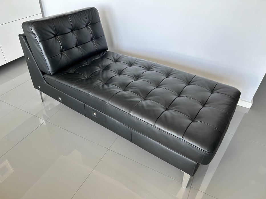 Leżanka szezlong kanapa sofa Ikea Landskrona czarna skórzana