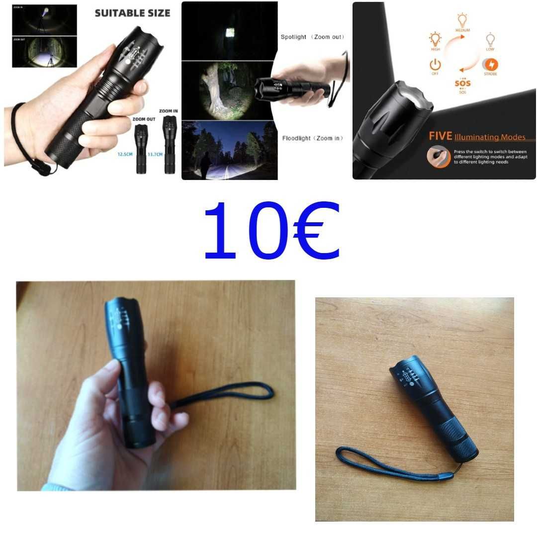 Lanterna Led (UV/ luz negra, longo alcance, usb/ pilhas, trabalho)