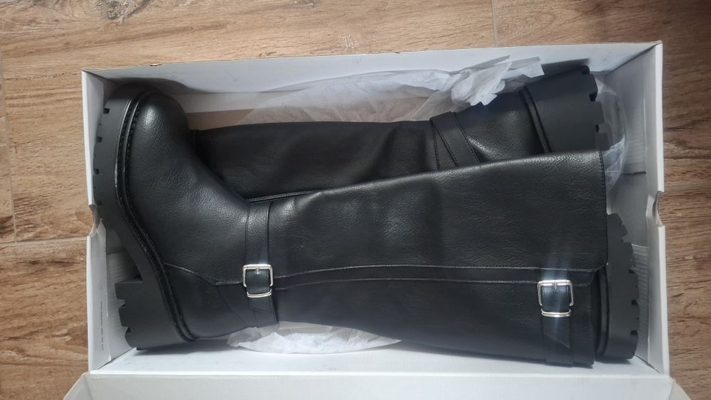 Kozaki damskie wysokie długie czarne Catwalk 41