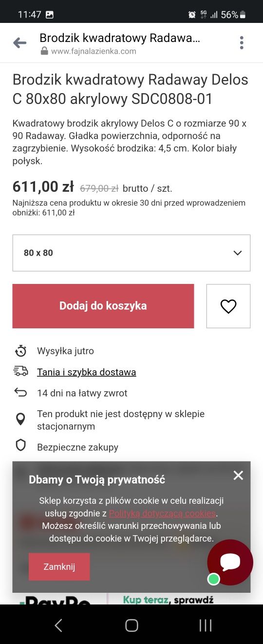 Kabina prysznicowa OMNIRES plus brodzik RADAWAY