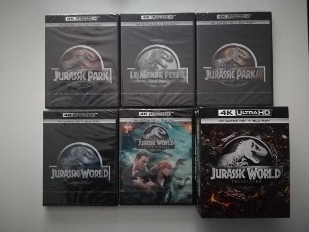 Park Jurajski części 1, 2, 3 i Jurassic World części 1 i 2. 4K BOX.