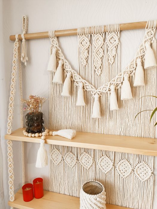 Настінна поличка (панно, подарунок, Макраме, декор, бохо, ручна робота
