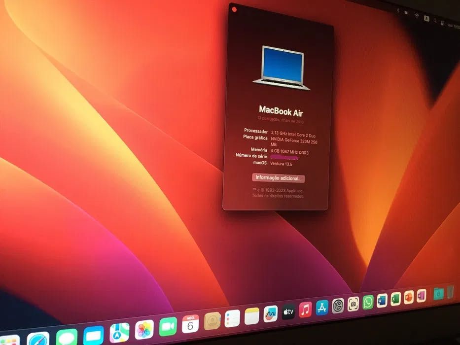 MacBook Air 13” macOS Ventura, Office , SSD Apple 256GB Flash