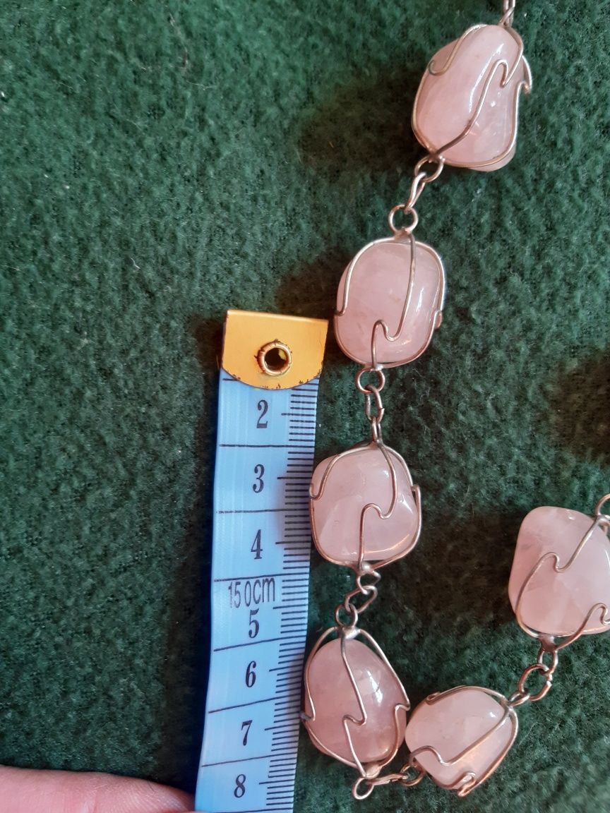Piękny naszyjnik Kwarc różowy handmade