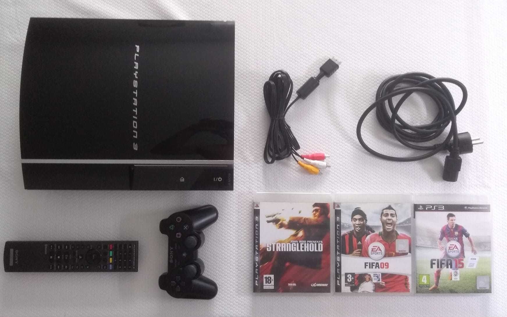 Playstation 3 - 80Gbs + Comandos + 3 Jogos