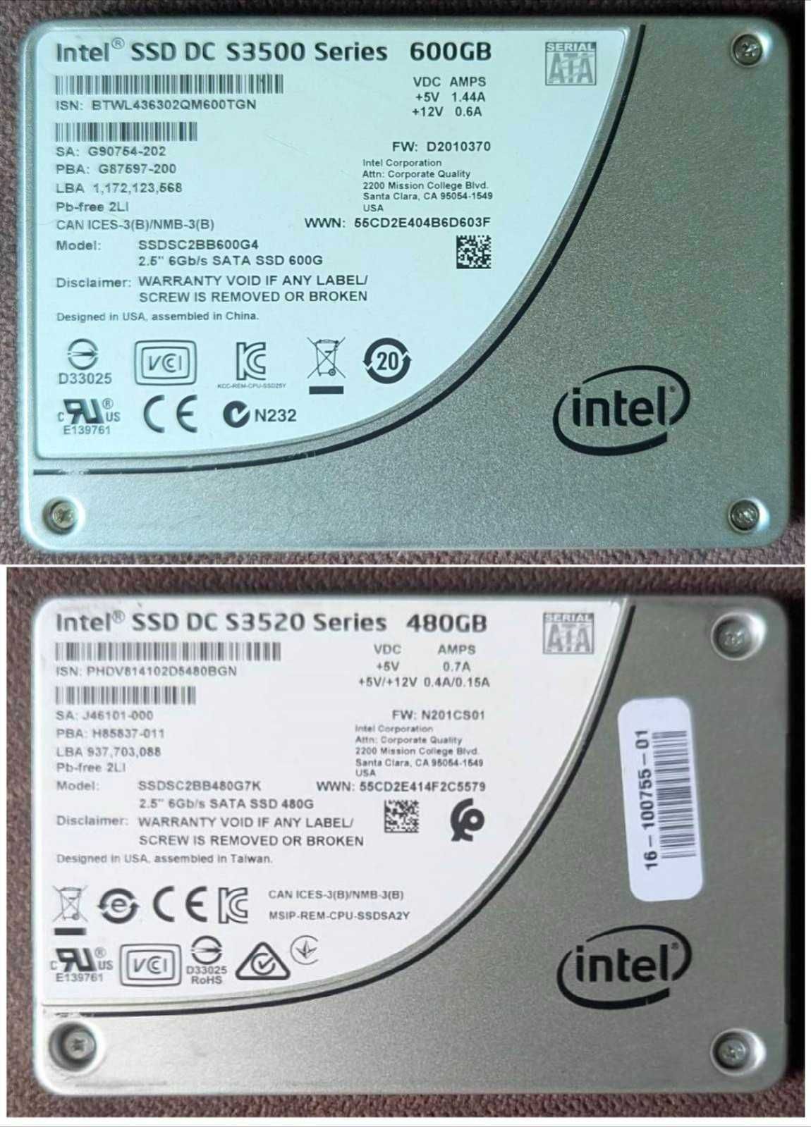 INTEL DC S3520/3710 800gb 3D MLC Enterprise стан нового +інші !!!