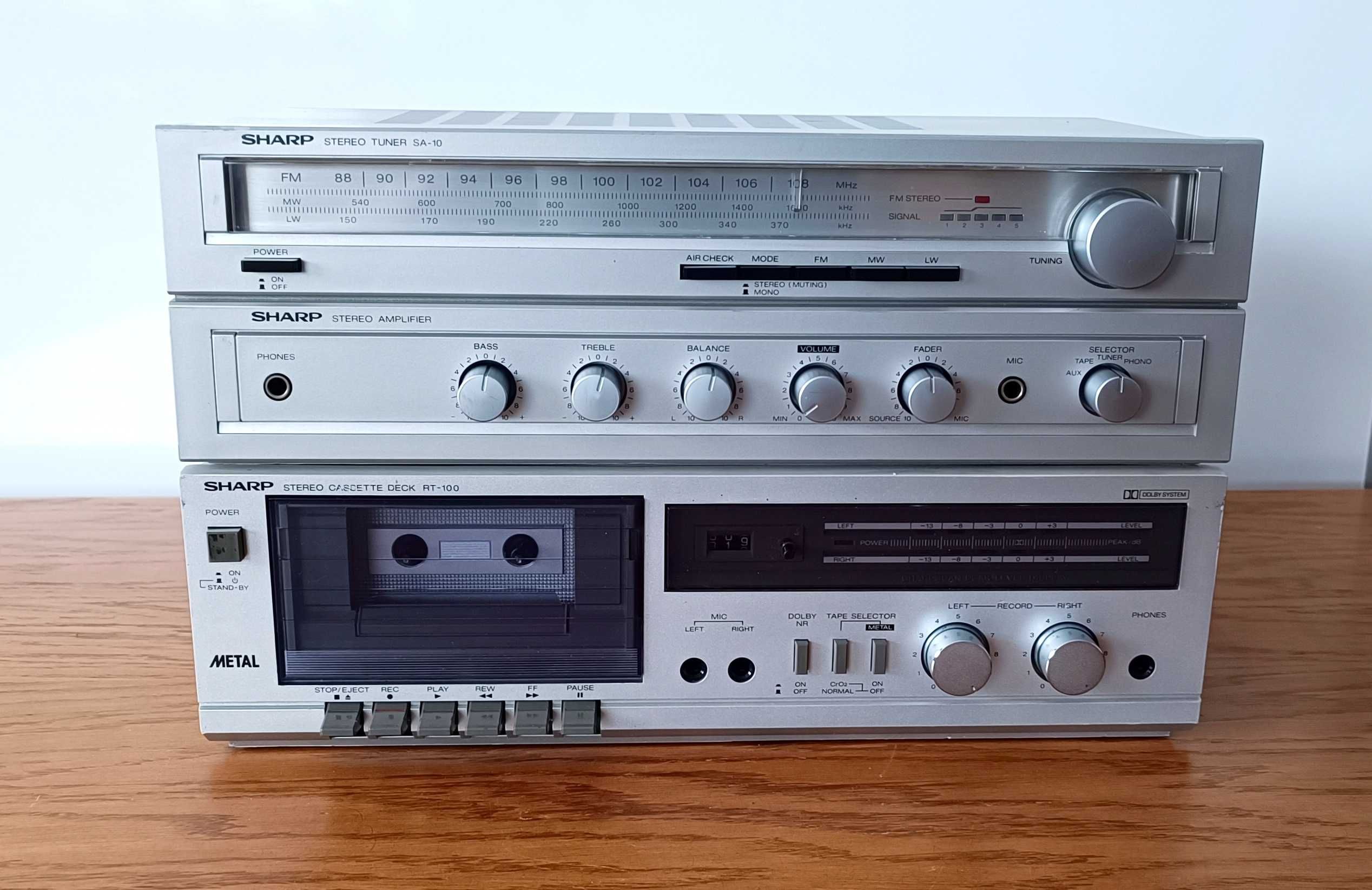 Amplituner SHARP SA-10 - Magnetofon DECK SHARP RT-100 - kolumny SONY