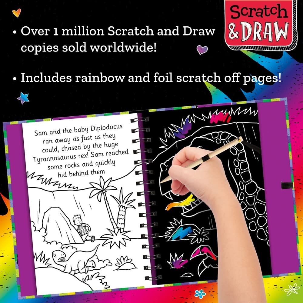Scratch and Draw Dinosaurs zdrapywanka z rysikiem po angielsku