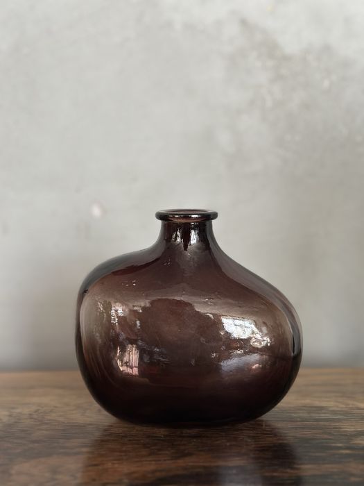 Wazon szklany modern design nieregularny brązowe dymione szklo loft