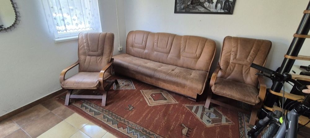 Komplet wypoczynkowy 2+1, z funkcją spania, stan b.dobry !