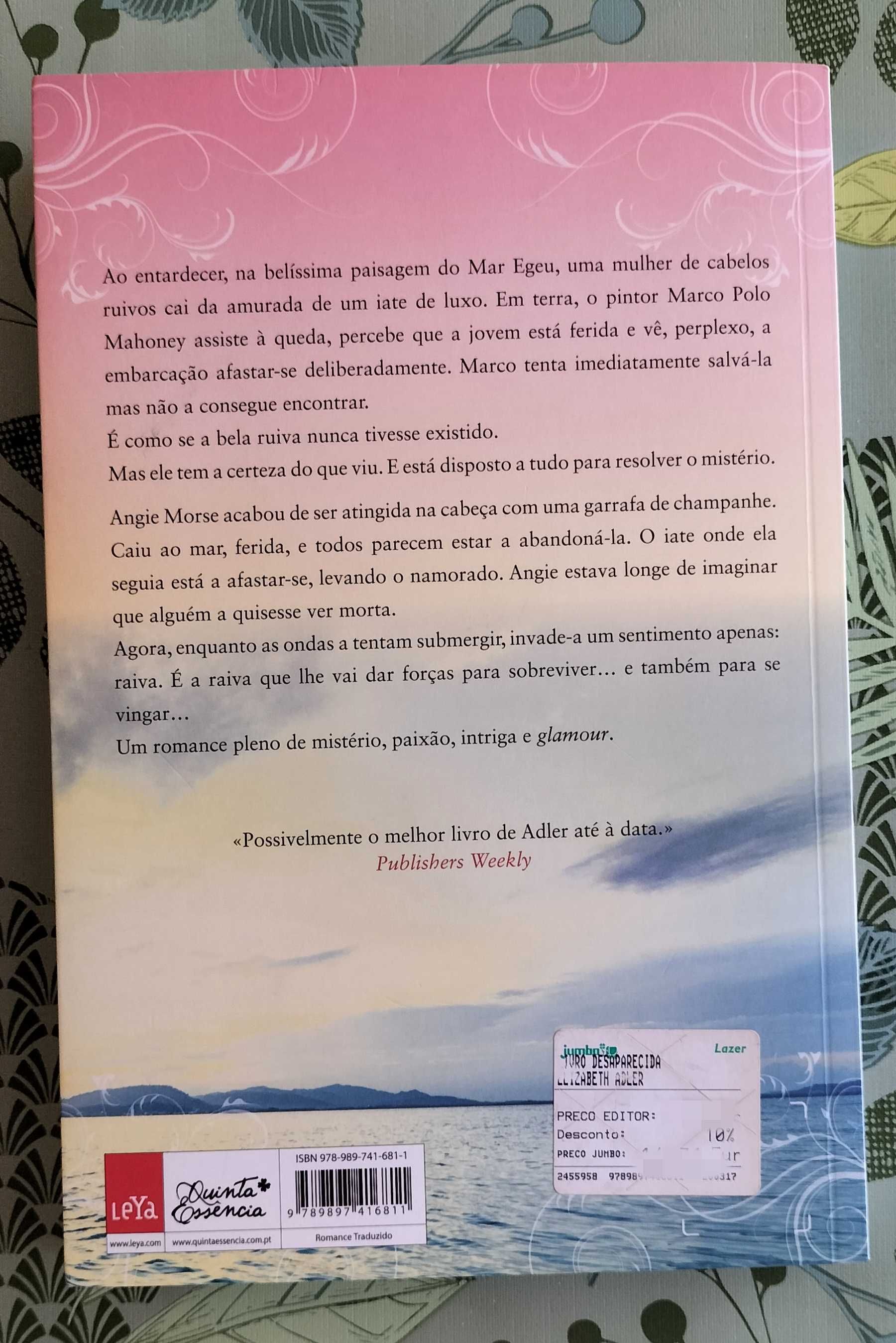 Livro "Desaparecida" Elizabeth Adler - NOVO