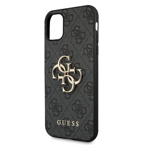 Guess Etui do iPhone 11 / XR Szary z Metalowym Logo