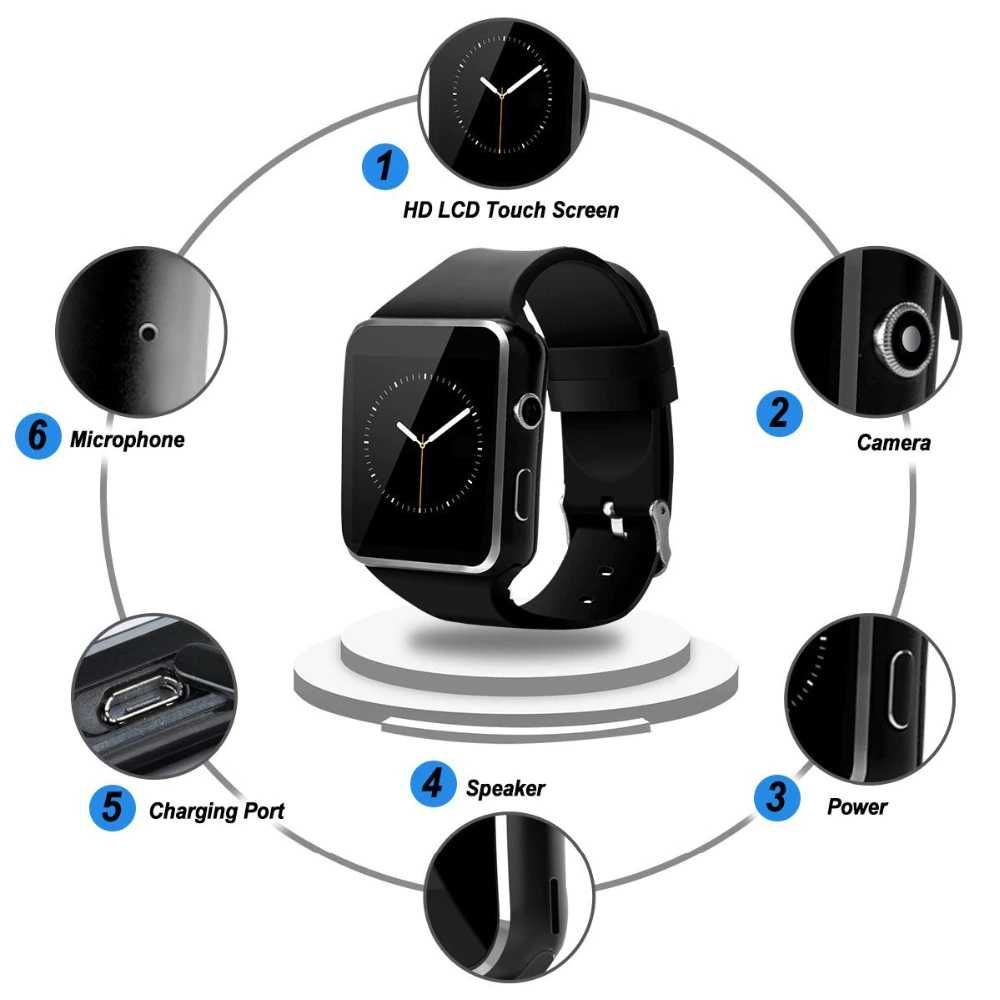 Relógio inteligente X6 | Smartwatch para telemóvel iphone ios Android