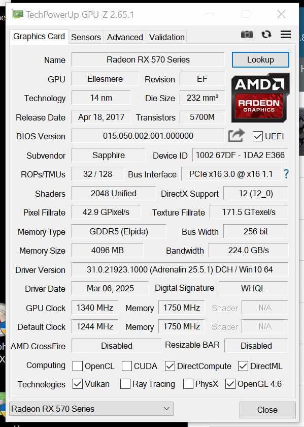 Sapphire RX 570 Nitro+ 4GB GDDR5