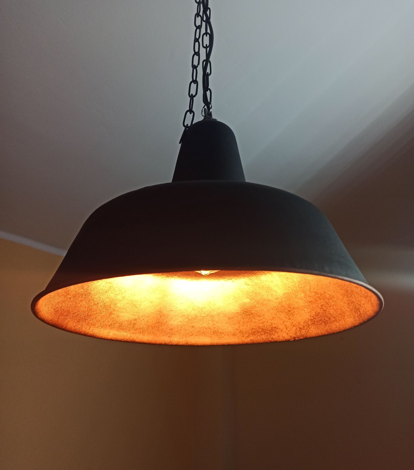 Lampy industrialne, loft, przemysłowe po renowacji -czarny mat i miedź