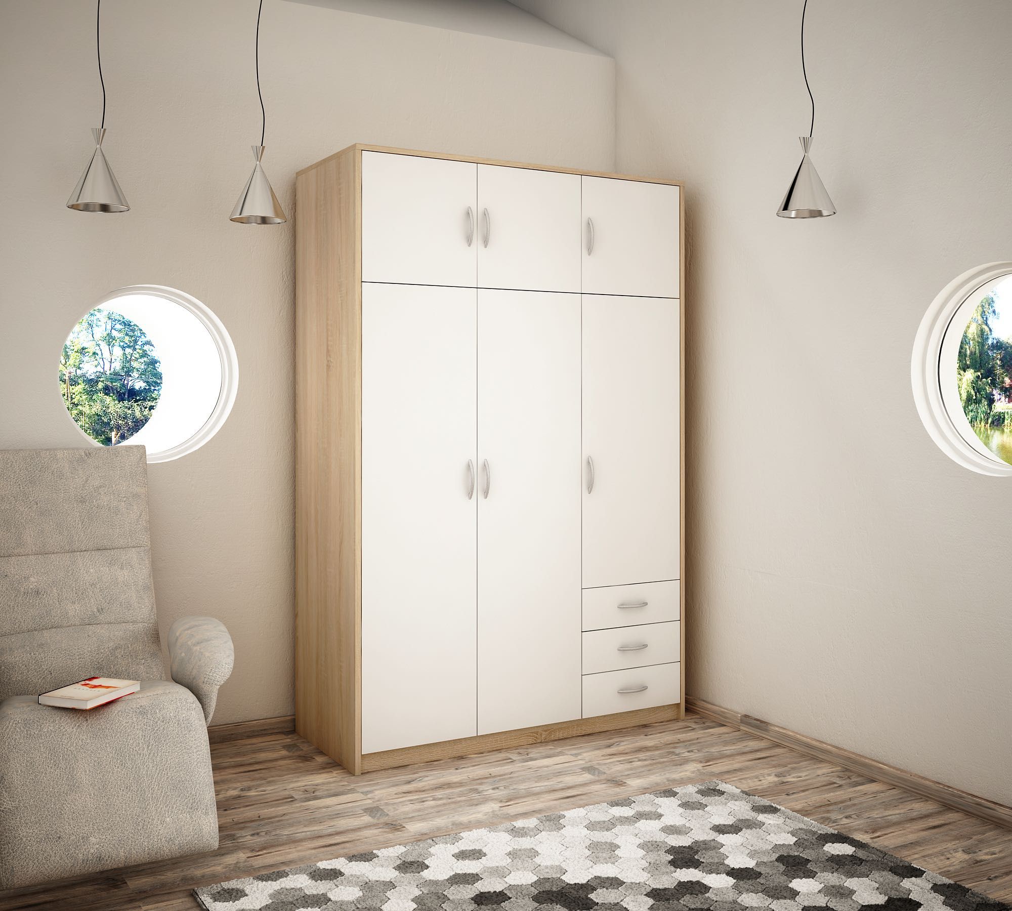 NOWA szafa 3-drzwiowa 193x127x55cm - 4 kolory!!! OD RĘKI