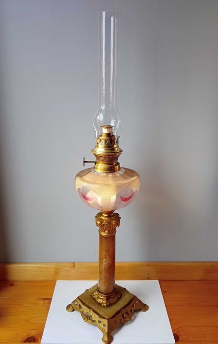 kolumnowa lampa naftowa XIX wiek, 68cm