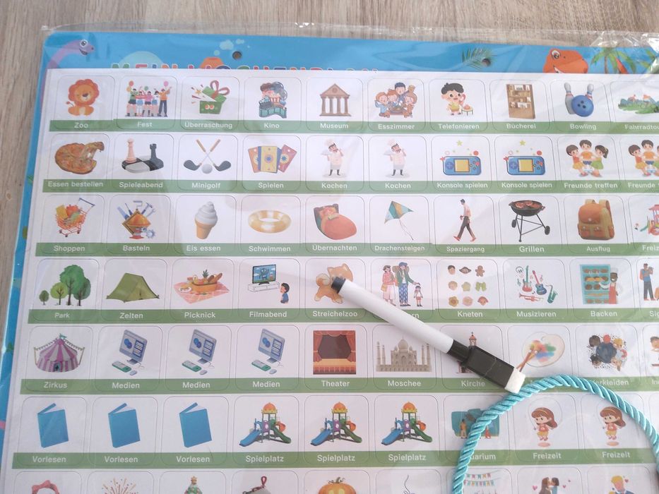Planer kalendarz tygodniowy Tablica magnetyczna Montessori j. niem.