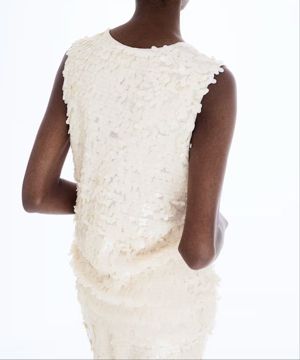 Блуза топ майка H&M в пайетках святкова блуза в паєтках лелітки