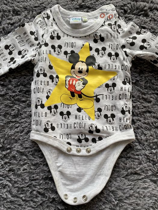 3 pary, zestaw, komplet, body na długi rękaw, pajacyk, Disney, 62