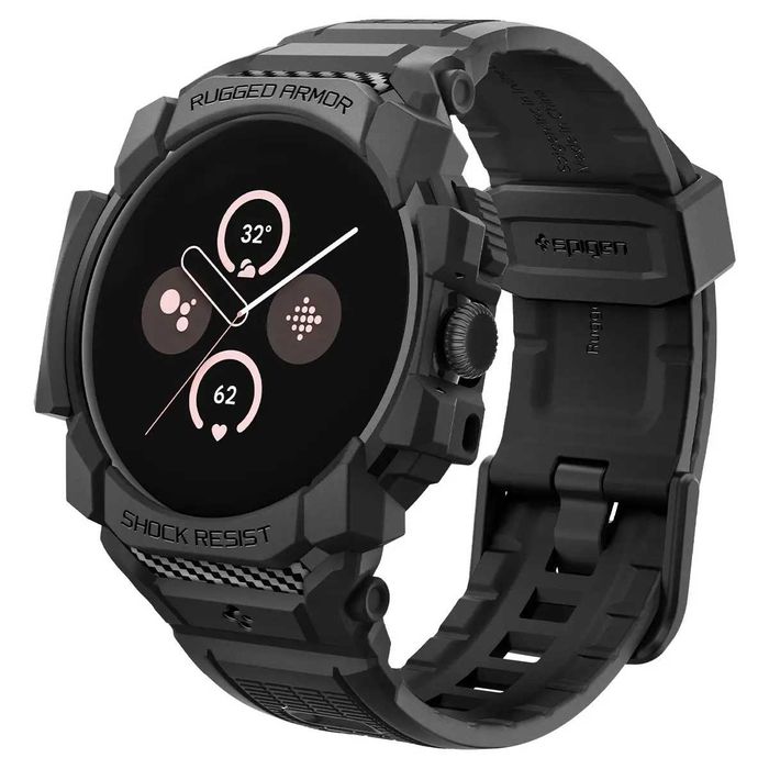 Чехол с ремешком Spigen Rugged Armor Pro для Pixel Watch 3 45mm Black