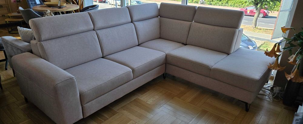 Narożnik 263x226 z f spania i reg. zagłówki jasnoszary ASPEN Libro