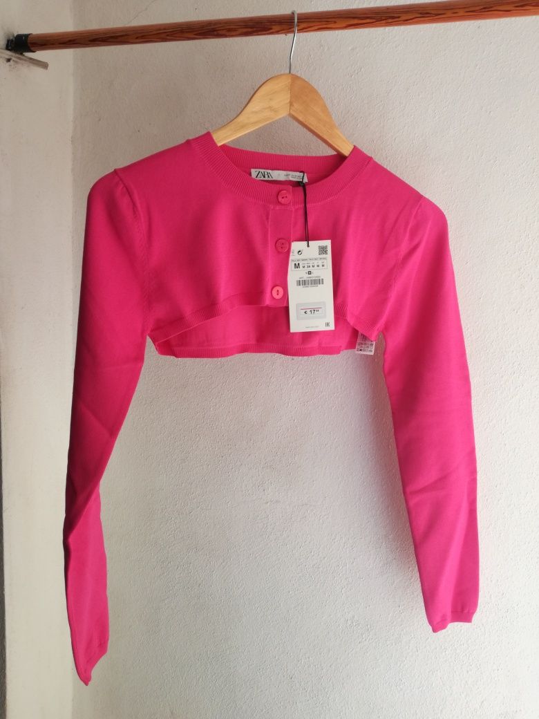 Casaco curto rosa Zara M