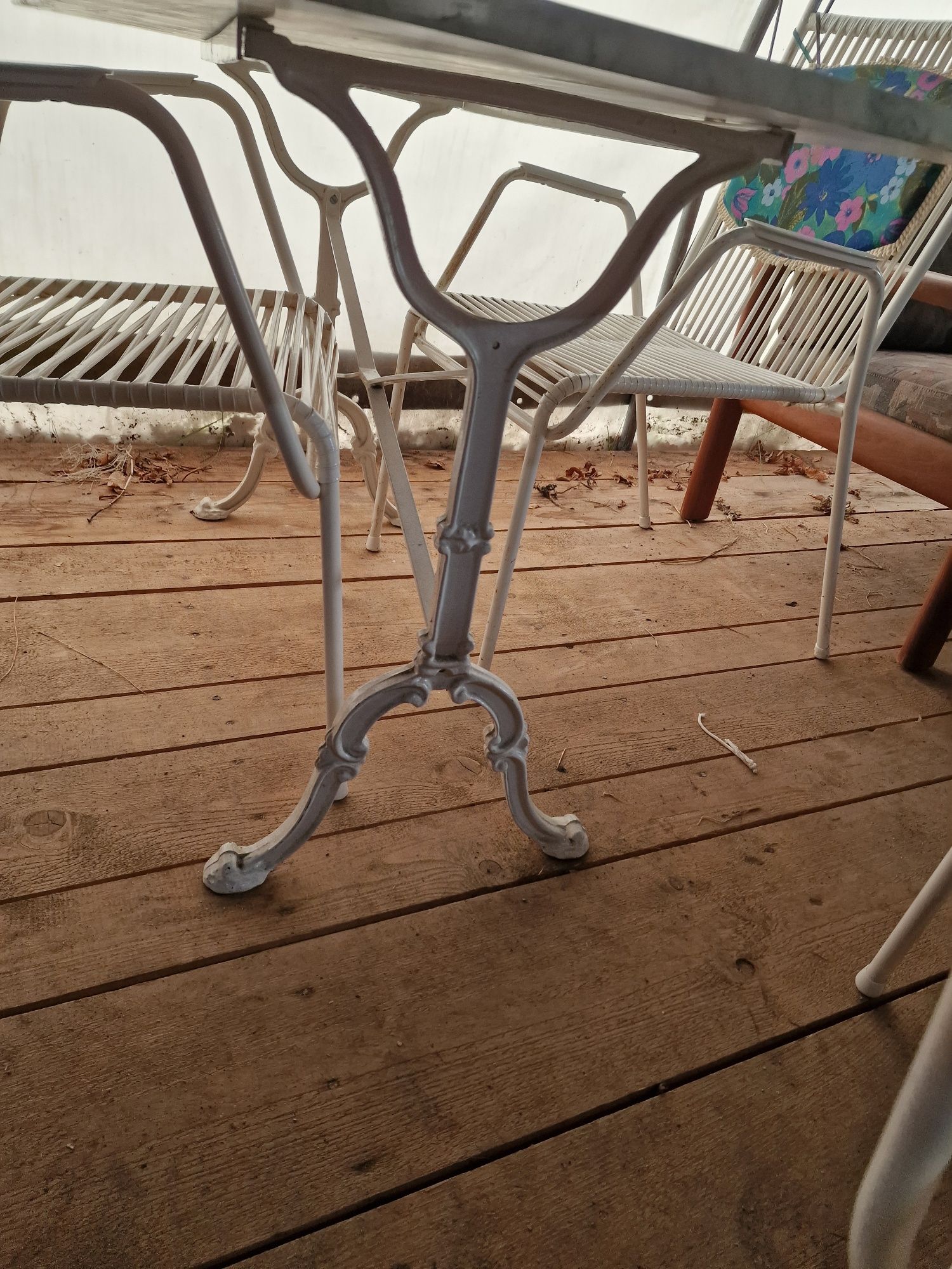 Zestaw ogrodowy stół z marmurem i 3 fotele retro vintage spaghetti