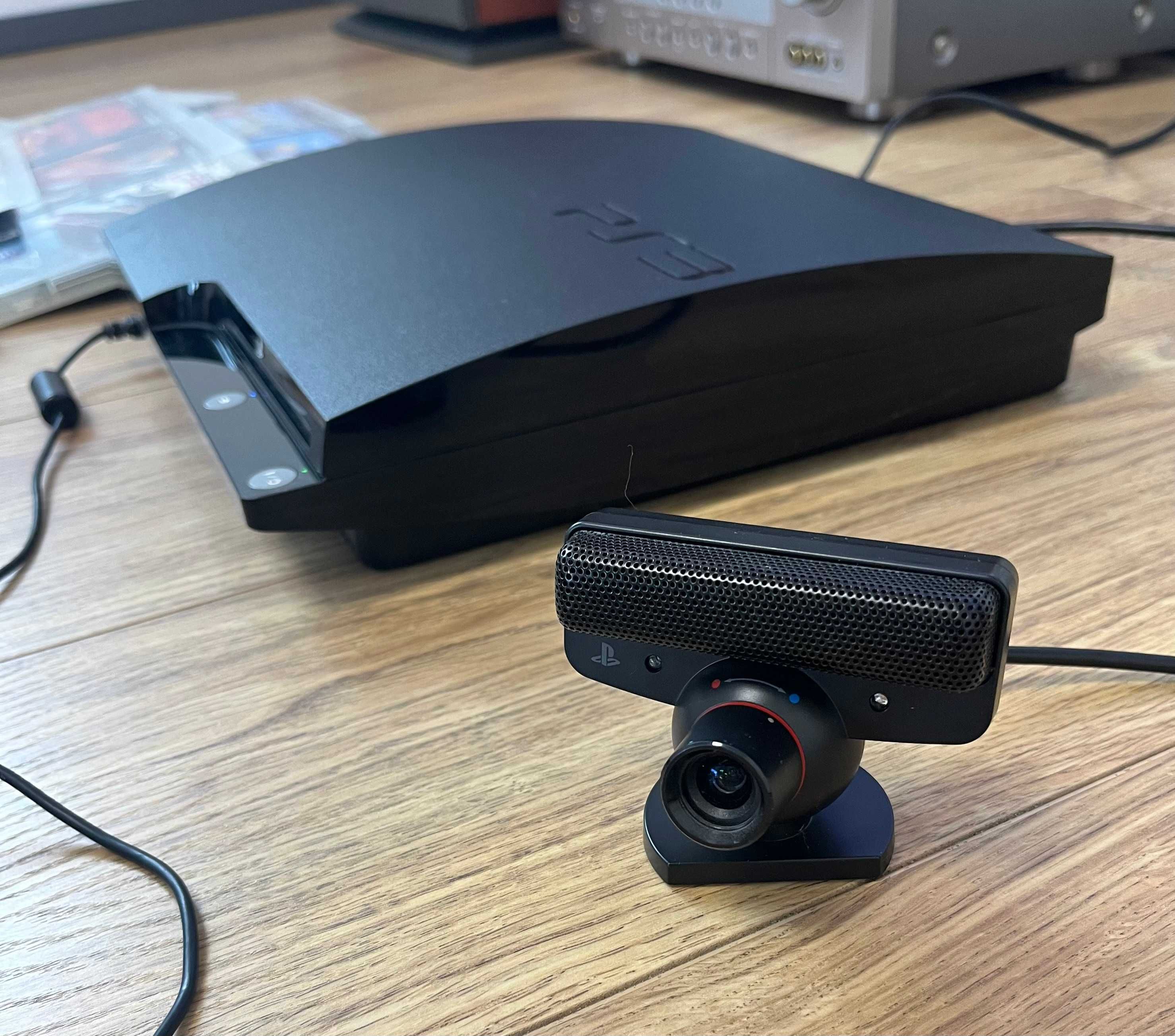 PlayStation 3 Slim MEGA ZESTAW, kamera, mikrofony, gry