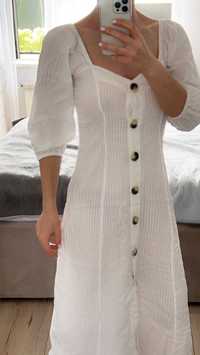 s3 asos biała sukienka midi letnia plażowa 100% bawełna 34 xs