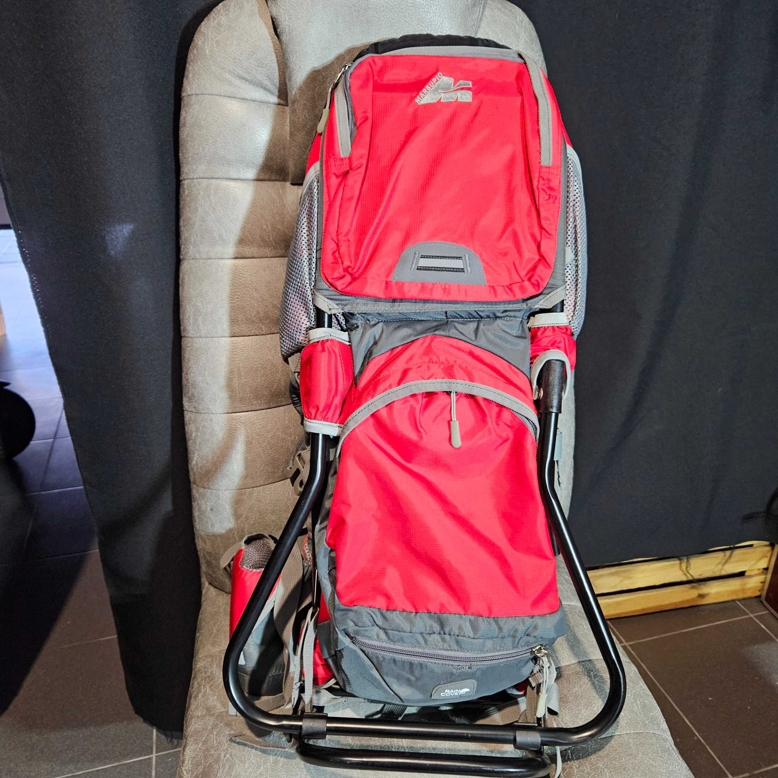 Рюкзак-переноска для дитини Marsupio Carry Baby червоно-сірий