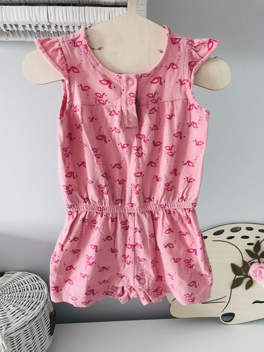 Różowy rampers flamingi kombinezon