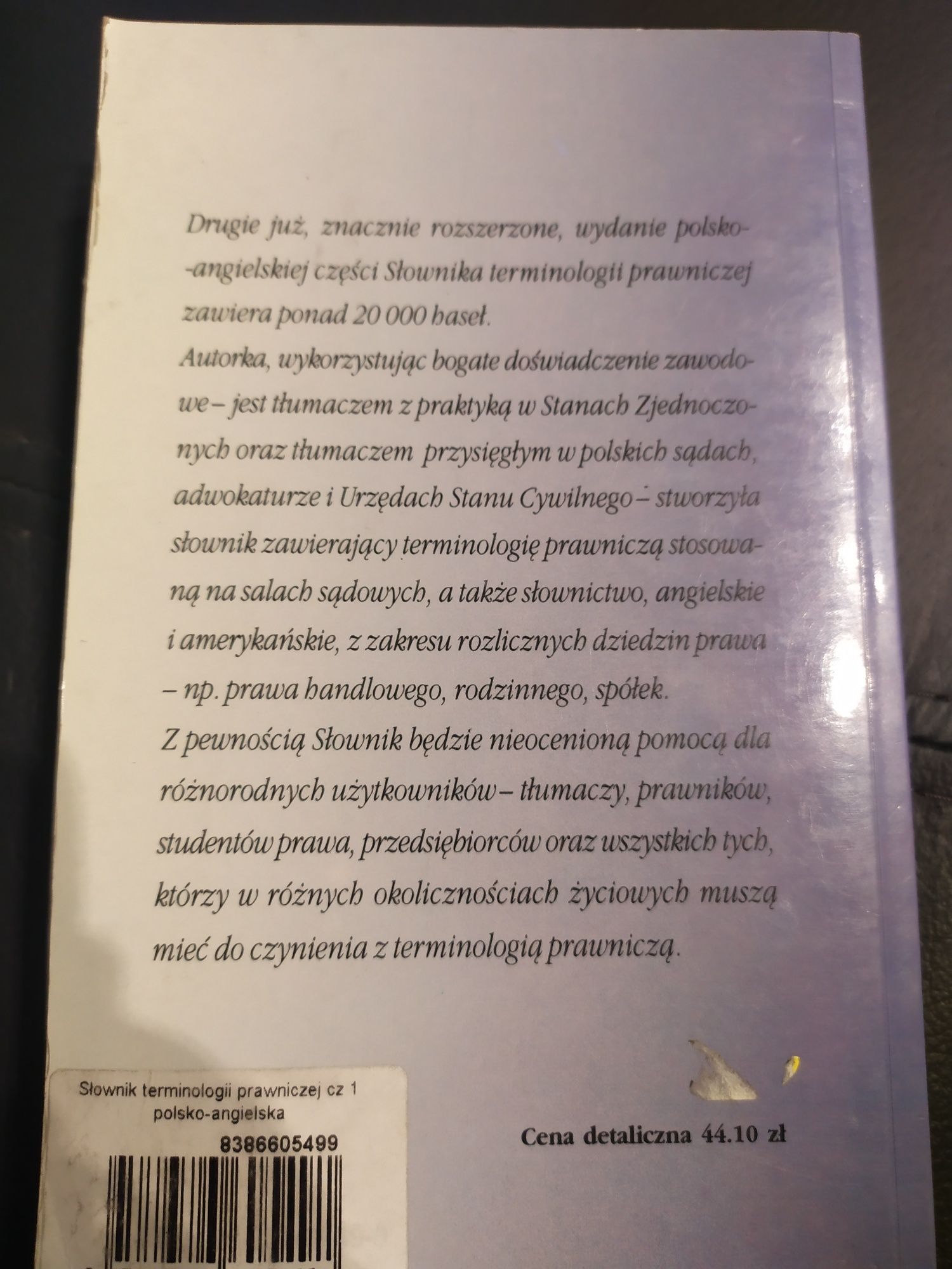 Słownik terminologii prawniczej cz. 1 polsko-angielska