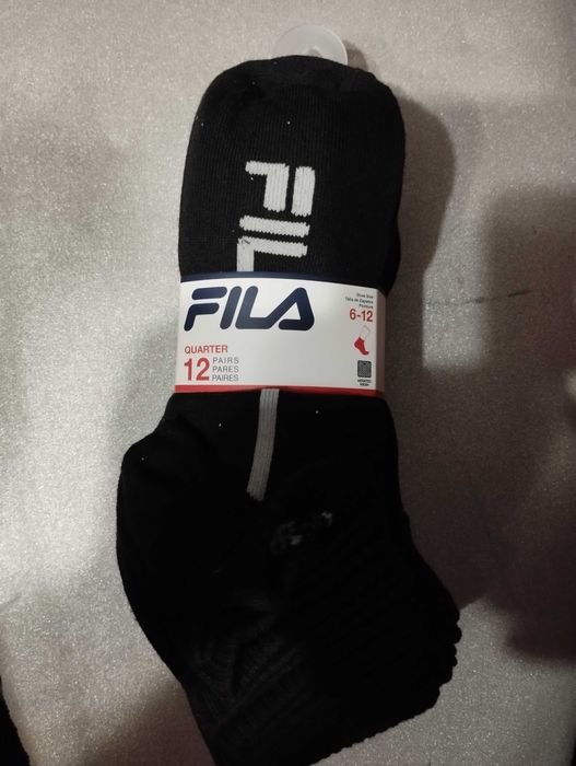 12 par czarnych męskich skarpet FILA