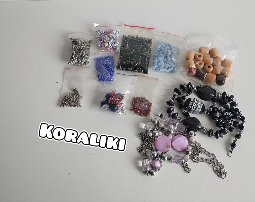 Koraliki do robienia biżuterii różne kolorowe duże małe zestaw