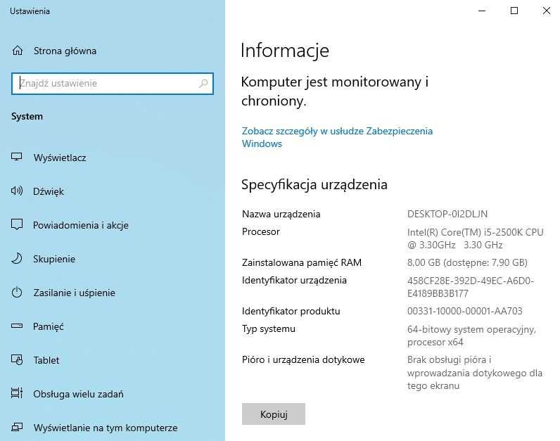 Komputer stacjonarny z monitorem