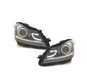 FAROIS FRONTAIS MERCEDES W204 11-14 TUBE LIGHT + LED FUNDO PRETO