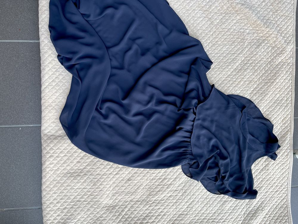 granatowa długa lekka sukienka, rozm 36, H&M, na lato idealna