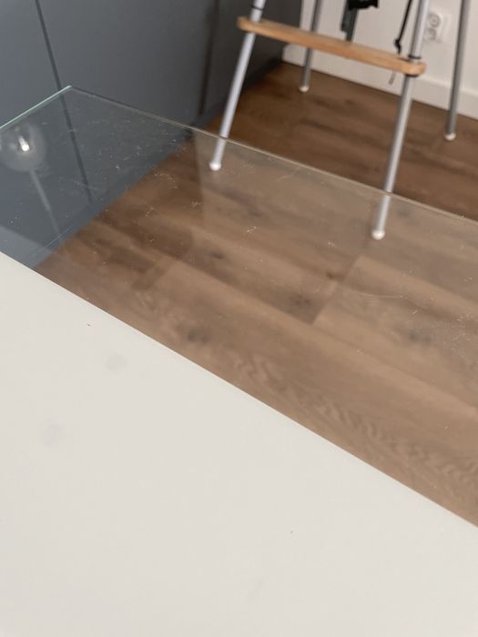 IKEA Malm toaletka biała 120x41 cm szklany blat stan dobry