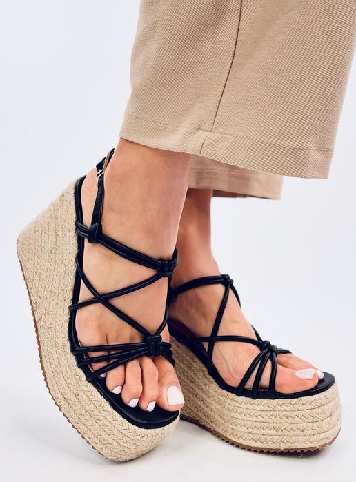 Sandałki Espadryle Na Koturnie Pascai Black