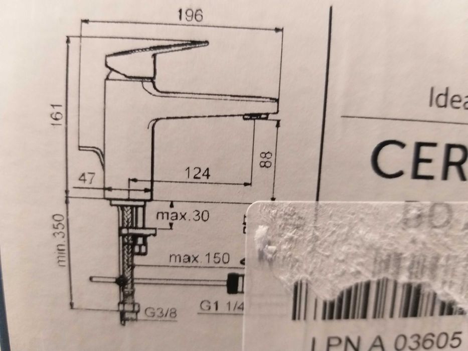 Ideal Standard BD276AA Ceraplan bateria umywalkowa