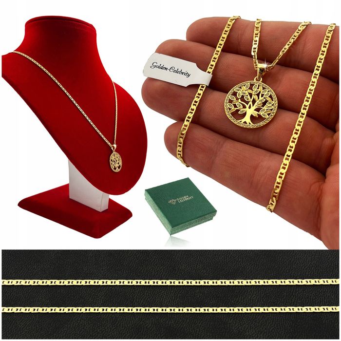Złoty Naszyjnik Damski Drzewko Szczęścia 925+cyrkonie Dla Kobiety Żony