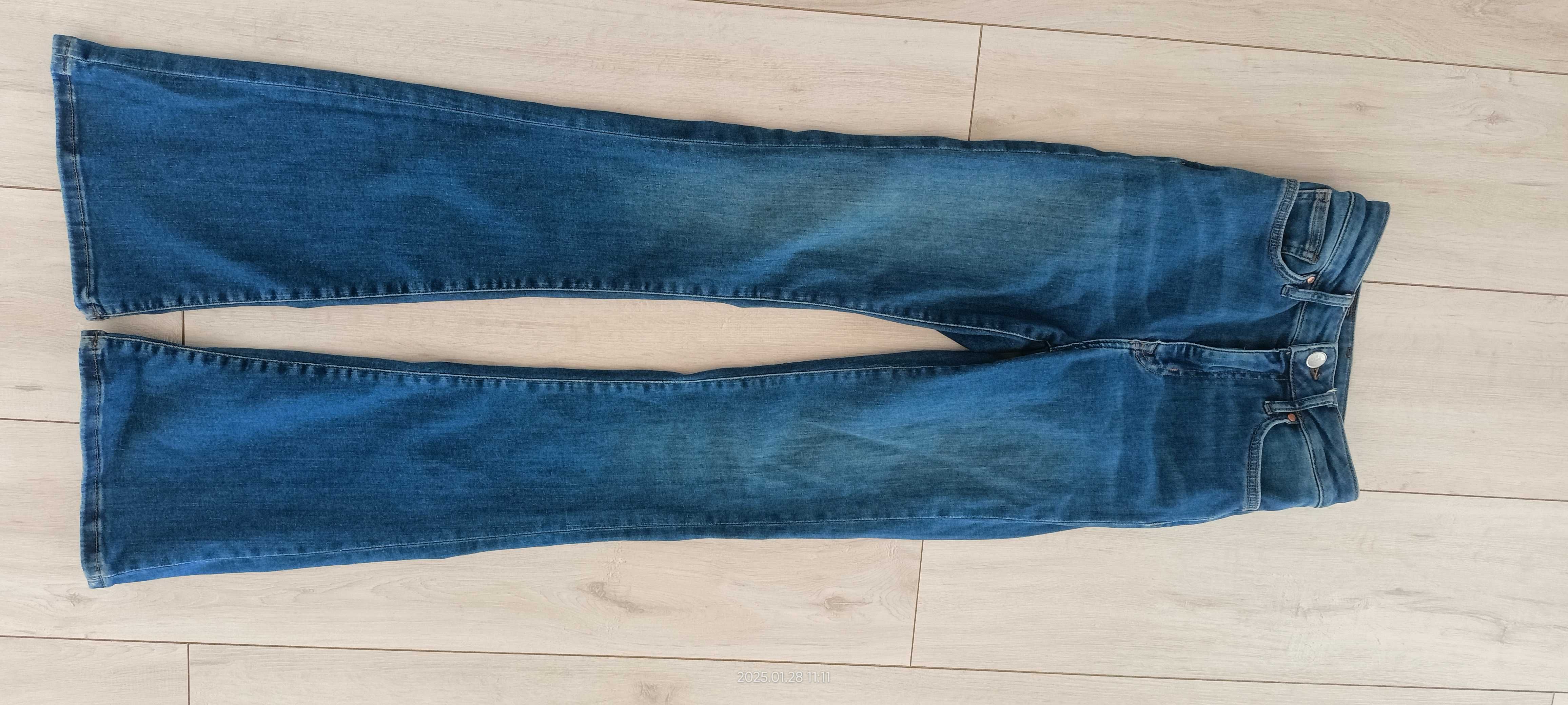 Spodnie jeansy szerokie markowe Never Denim bawełna XS 1złwys